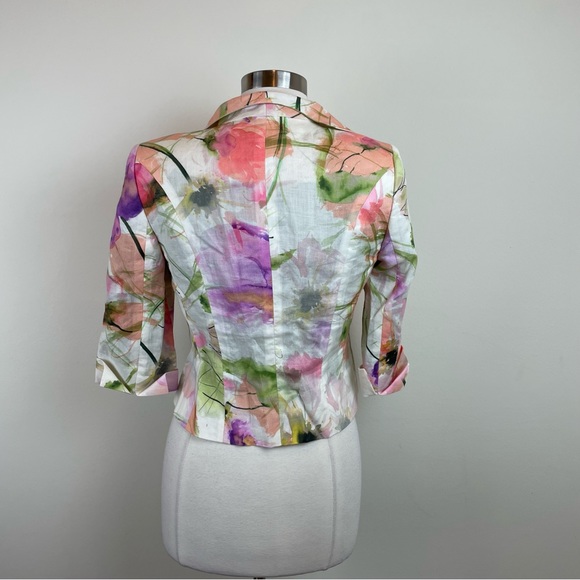 Pauw Amsterdam 100% Ramie Colorful Pastel Floral Blazer Jacket Women Size 0 - Picture 4 of 7